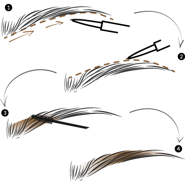 القلم الرصاص الموضوع على جبهة المرأة.