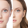 A small collage showing before and after effects of using eyebrow conditioner