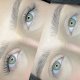 A woman's eyes show a stunning transformation with DIY cluster lash extensions