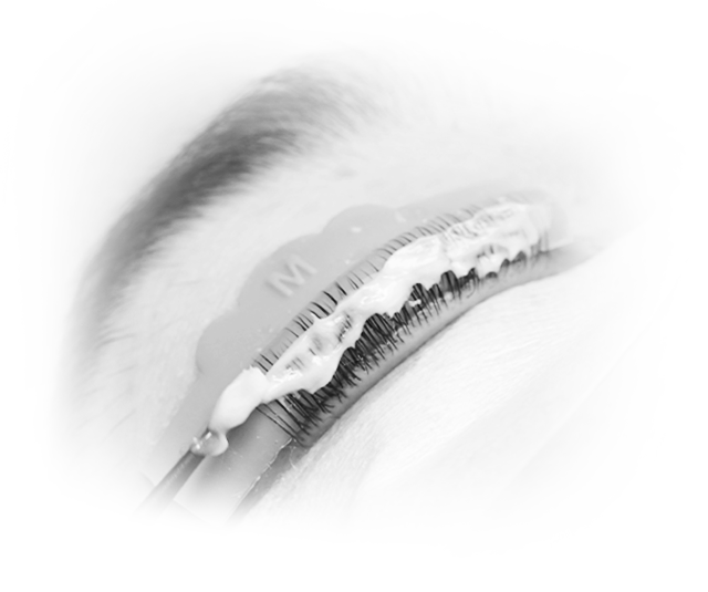 A black and white picture of an woman getting Step 1 Lift applied